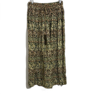 Women's Pull On Maxi Skirt Green Tassel Trim Belt size M Lagenlook Cottagecore